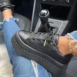 Purpdrank - Women's Sneakers Height Increasing Shoes Platform Sneakers Outdoor Daily Platform Round Toe Sporty Casual Preppy Walking Shoes Polyester Lace-up Solid Color Solid Colored Black White Green