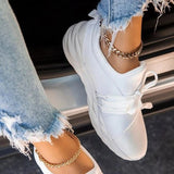Purpdrank - White Fashion Casual Solid Color Breathable Sneakers