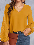 Purpdrank - V-Neck Paneled Casual Long-Sleeve Blouse