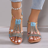 Purpdrank - Silver Casual Patchwork Rhinestone Fish Mouth Out Door Wedges Shoes (Heel Height 1.57in)