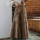 Purpdrank - Vintage Women's Wide Leg Trousers 2023 Solid Pants Casual Elastic Waist Long Pantalon Palazzo Female Plus Size Turnip
