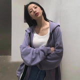 Purpdrank - Zip Hooded Sweatshirt Winter Jacket Women Korean Fashion Thick Clothes Harajuku Oversized Print Long Sleeve Chic Zip-Up Hoodies