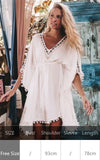 Purpdrank - Sexy New Shirt Beach Up White Beach Dress Loose Blouse Tunic Pocket Long Sleeve Swimsuit Cover Up Casual Beachwear