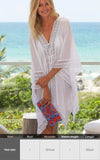 Purpdrank - Sexy New Shirt Beach Up White Beach Dress Loose Blouse Tunic Pocket Long Sleeve Swimsuit Cover Up Casual Beachwear