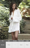 Purpdrank - Sexy New Shirt Beach Up White Beach Dress Loose Blouse Tunic Pocket Long Sleeve Swimsuit Cover Up Casual Beachwear