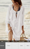 Purpdrank - Sexy New Shirt Beach Up White Beach Dress Loose Blouse Tunic Pocket Long Sleeve Swimsuit Cover Up Casual Beachwear