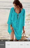 Purpdrank - Sexy New Shirt Beach Up White Beach Dress Loose Blouse Tunic Pocket Long Sleeve Swimsuit Cover Up Casual Beachwear