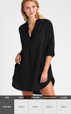 Purpdrank - Sexy New Shirt Beach Up White Beach Dress Loose Blouse Tunic Pocket Long Sleeve Swimsuit Cover Up Casual Beachwear