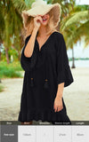 Purpdrank - Sexy New Shirt Beach Up White Beach Dress Loose Blouse Tunic Pocket Long Sleeve Swimsuit Cover Up Casual Beachwear