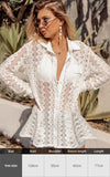 Purpdrank - Sexy New Shirt Beach Up White Beach Dress Loose Blouse Tunic Pocket Long Sleeve Swimsuit Cover Up Casual Beachwear