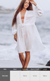 Purpdrank - Sexy New Shirt Beach Up White Beach Dress Loose Blouse Tunic Pocket Long Sleeve Swimsuit Cover Up Casual Beachwear