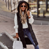 Purpdrank - Warm Winter Women Long Vests Fashion Hooded Sleeveless Casual Lady Brief Outwear Vest Blouse Shirts Coat Femme Sweatshirt